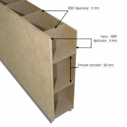 PAN. ALVEOLAIRE GREENPANEL 38MM 285X210 FACE MDF BRUT DENSITE 200KG/M3