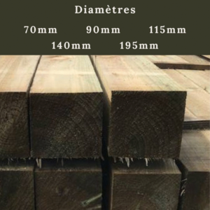 POTEAU PIN NORD CL4 VERT HORS COEUR 140 ANGLES CHANFREINES